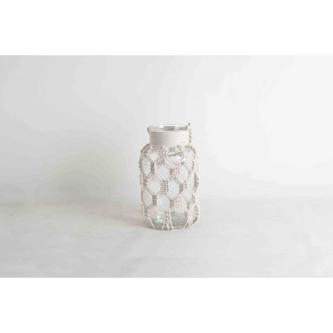 TrendLine Deko Glasflasche mit Kordeln 15 x 26 cm Dekorationsartikel Glas