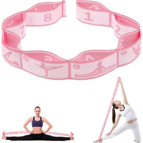 Bande élastique de yoga à 8 boucles, bande de fitness, élastique, fitness, bande élastique, bande de yoga avec boucles, bande d'exercice très élastique, version améliorée (1/5)