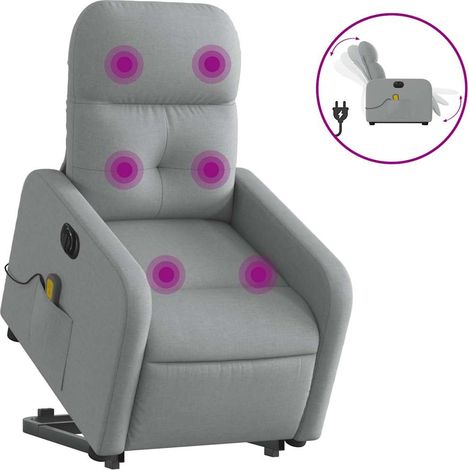 Maison Exclusive - Poltrona Alzapersona Massaggi Elettrica Grigio Chiaro Tessuto