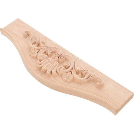 Appliques en Bois Brut Sculpté pour Meubles, Panneau Décoratif 29x8 Cm en Bois Massif, Design Polyvalent, Texture Remarquable, Style Européen Élégant pour Décoration Intérieure (1/5)