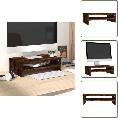 Supporto in legno multistrato - vidaXL Supporto per Monitor Rovere Fumo 42x24x13 cm Legno Multistrato - Stand per computer