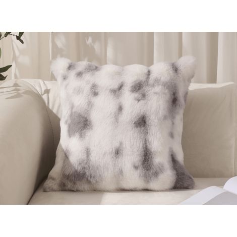 Coussin blanc et gris effet fourrure 45x45 cm KAELA (1/2)