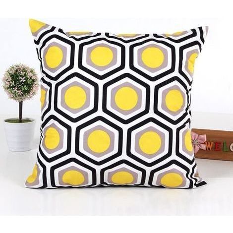 Gelber Kissenbezug mit geometrischem Muster – 2er-Set – Polyester – Maschinenwaschbar (1/3)