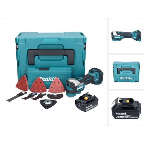 Makita DTM 52 G1JX4 Akku Multifunktionswerkzeug 18 V Starlock Max Brushless + 1x Akku 6,0 Ah + Zubehör Set + Makpac - ohne Ladegerät