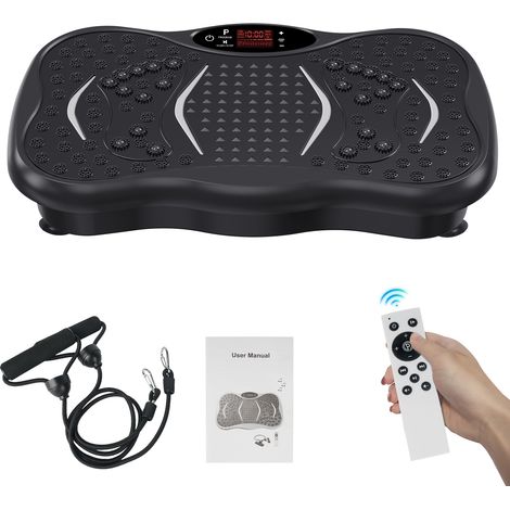 Accessoires pour plaque vibrante - Fitness à domicile - Bandes d'entraînement + Télécommande - 99 niveaux - Antidérapant - Compact
