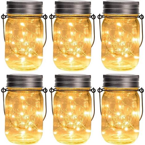 hängende Solarlaternen mit 20 LEDs im Einmachglas Design wasserdicht inklusive Aufhänger und Übertöpfe Dekoration für Garten, Balkon und Hochzeit (1/5)