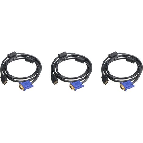 Câble adaptateur HDMI vers VGA HD15 mâle bleu de 1,8 m, compatible avec les téléviseurs PC et DF. (1/4)
