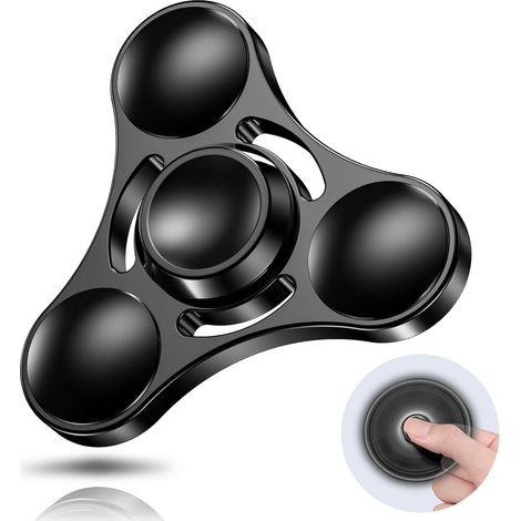 Hand Spinner EDC Jouet Fidget Spinner Roulement en Métal et Acier Inoxydable Haute Vitesse de 3-5 Min Fidget Jouet Finger Toy Anti Stress Fidget Toys pour Adultes Enfants Noir (1/5)