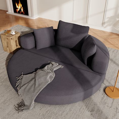 Divano letto pieghevole multifunzionale autoportante (divano senza struttura) – Letto ovale con cuscini, divano modulare, rivestimento in tessuto di velluto a coste (173 x 176 cm), adatto per appartam (1/5)