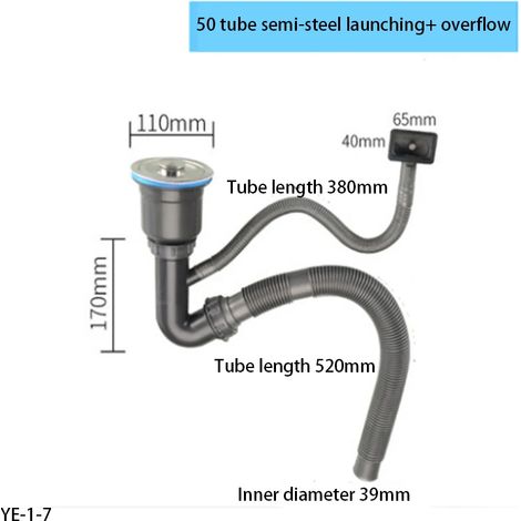 (YE-1-7)Kitchen Stainless Steel Sink Drainer Accessories, Single and Double Sink Drain Pipe Set (1/4)