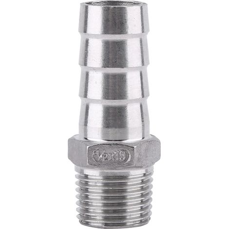 Raccordo per tubo flessibile con filettatura maschio BSP – estremità a barb – acciaio inossidabile SS304 – 1/2"x19mm