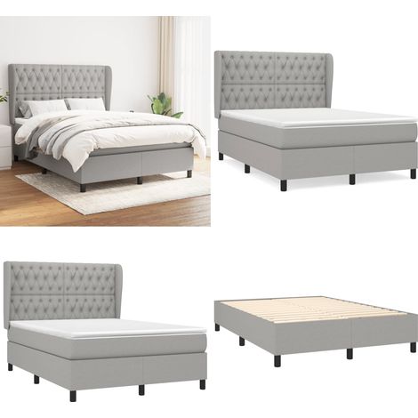 Boxspringbett mit Matratze Hellgrau 140x200 cm Stoff - Boxspringbett - Doppelbett - Bettenrahmen - Lattenrost - Matratze - Home & Living (1/5)