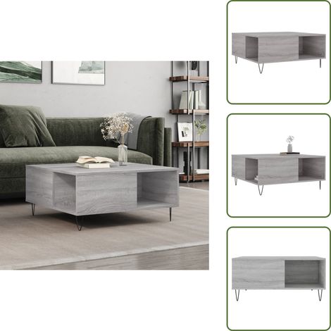 Table basse sonoma gris 80x80x36,5 cm bois d'ingénierie - Table Basse - Meuble Salon - Table D'appoint - Table Ronde - Design Moderne (1/5)