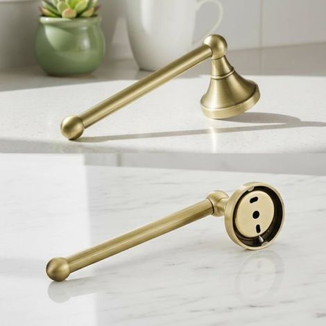 Porte Papier Toilette - Laiton Massif - Finition Brossée Antique - Salle De Bain Humide - 1 Pièce (1/5)