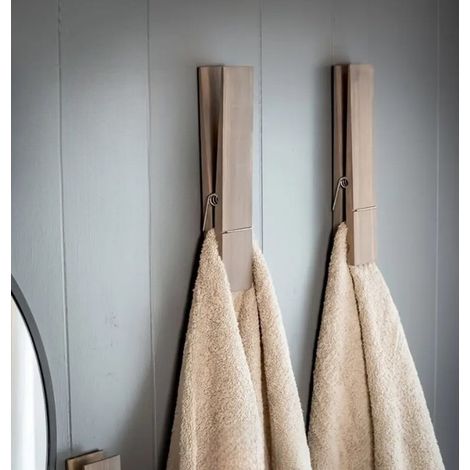 Porte-serviette mural en bois avec pince, 30 x 5 cm, gain de (1/5)