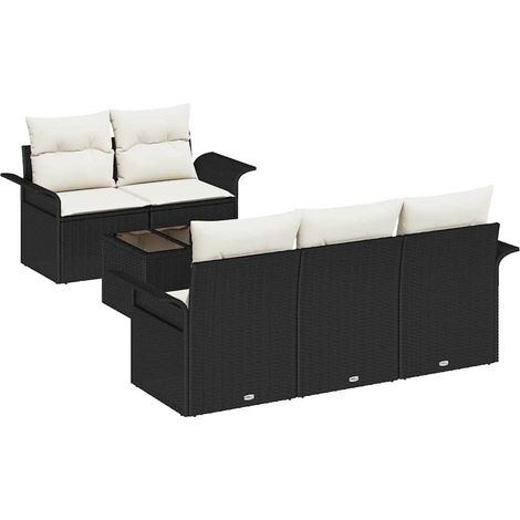 Garden Sofa Set 6 pcs Black and Cream 55 x 55 x 37 cm vidaXL (1/5)