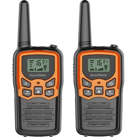 Walkie Talkies Long Range 22 Channels FRS LED Lamp VOX LCD Screen Hiking Camping Travel Pack 2 Orange (1/4)