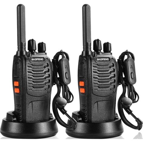 BF-88X Professionelles Walkie-Talkie, 16-Kanal-Funkgerät mit großer Reichweite, USB-Ladegerät und Kopfhörer, ideal für Kinderspiele und die Arbeit von Erwachsenen (Schwarz, 1 Stück)