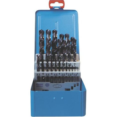 Coffret 25 forets métaux et inox HSS cobalt 5% à âme renforcée queue cylindrique A16 DIN 338. Ø1 à 13mm par 0.5 mm - AMAYA SARL