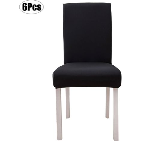Housse de chaise élastique en Polyester, 6 pièces, Style Simple et élégant, accessoires de meubles pour la maison et l'hôtel, noir (1/5)