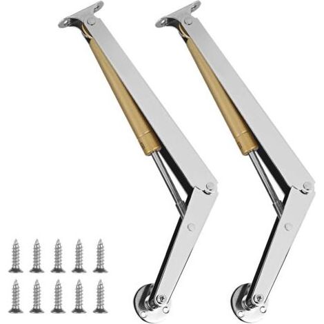 Lot de 2 vérins à gaz 150 N/PC, charnières de support de couvercle, charnières de coffre, charnières de clapet, charnières de clapet, pour boîte en bois, armoire suspendue, ressort à gaz (1/5)