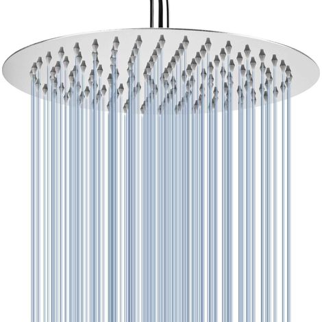 Soffione doccia da 25 cm con montaggio a soffitto - Soffione doccia rotondo ad alta pressione in acciaio inossidabile 304 per una doccia confortevole a bassa pressione dell'acqua - Montaggio a parete  (1/5)