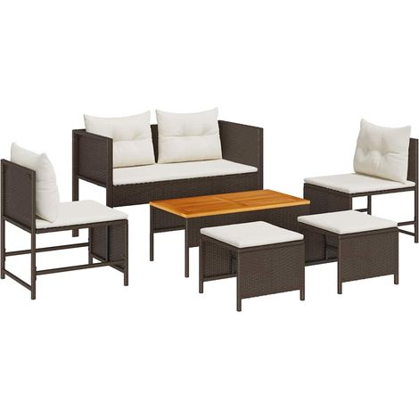 Maison Exclusive - Gartensofa-set mit Kissen 6 pcs Braun und Crem