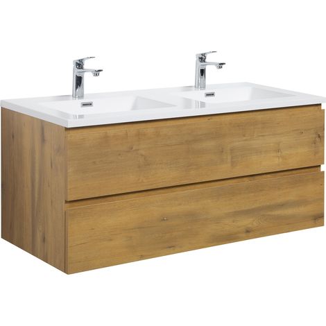 Badezimmer Badmöbel-Set Angela 120cm - Eiche - Unterschrank Schr