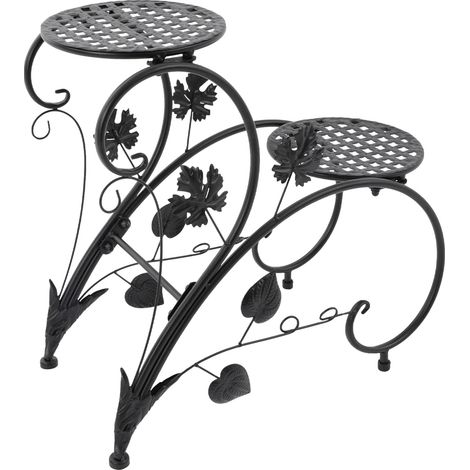 Soportes para flores, diseño de hierro vintage, construcción robusta, negro, M-a (1/2)