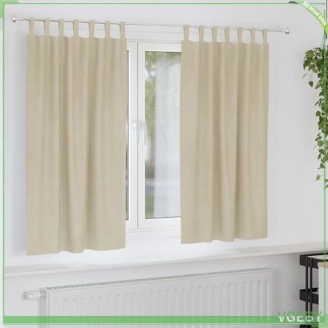 4107189 Rideaux occultants 2 pcs Crème 140 x 175 cm Velours (1/5)