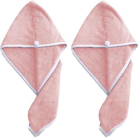 Serviette Cheveux Microfibre Avec Bouton - Absorption Rapide Anti Frisottis - Pour Cheveux Longs Et Bouclés - Lot De 2 (1/5)