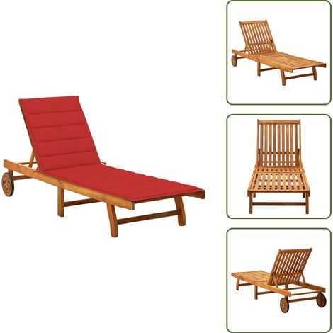 Sonnenliege mit Auflage Akazie Massivholz - Holz-Sonnenliege - Gartenliege - Akzientliegensofa - Lounge Chair - Strandkorb (1/5)