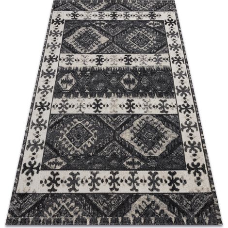 Modern Teppich MUNDO E0651 ethnisch Outdoor beige / schwarz black 160x220 cm