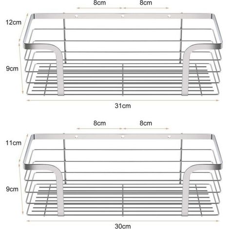 Etagere Douche, Panier de Douche,Salle de Bain Accessoire, Rangement Salle de Bains, Etagere Angle,Lot de 2 Label (1/4)