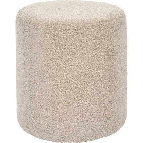 REGINA - Pouf en tissu bouclette taupe (1/3)