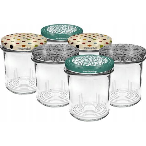 Bocal en verre avec couvercle à vis et pince TO fi82/6 346 ml - 6 pièces (1/5)