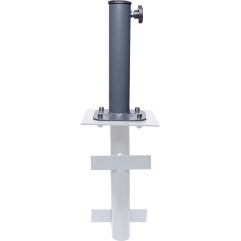 Mendler – Pied de parasol en acier revêtu – Support pour ancrage au sol Ø 38-48mm – Fixation stable sur béton – Dimensions 30x13,5x13,5cm (1/5)