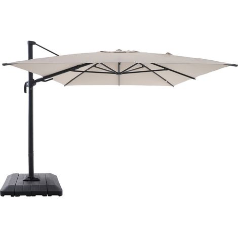 sweeek - Rechteckiger Ampelschirm 3x4m + Schutzhülle und befüllbare Platten 98x98cm
