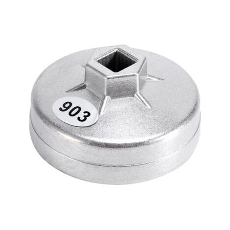 Llave para filtro de aceite de 74 mm y 14 estrías, herramienta para desmontar el filtro de aceite, aluminio plateado 903, apta para vehículos de equipo original. (1/5)