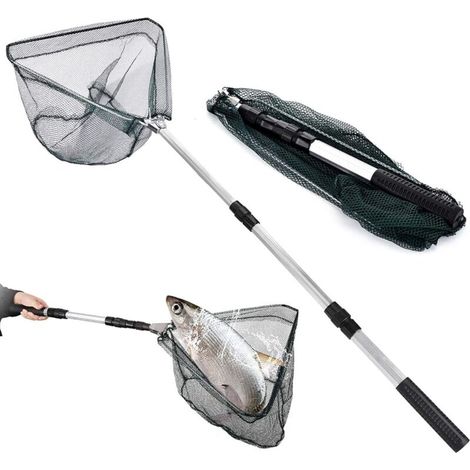 Épuisette de pêche pliable caoutchoutée avec poignée télescopique de 120 cm (1/5)