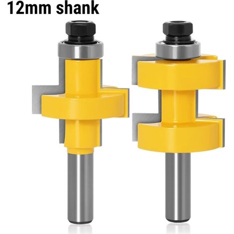 Juego de 2 brocas para fresadora de lengüeta y ranura, con ángulo de 90 grados, fresa para madera (vástago de 12 mm) (1/4)
