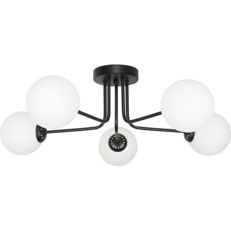 Lámpara de techo negra con pantalla blanca Borgio 14-840