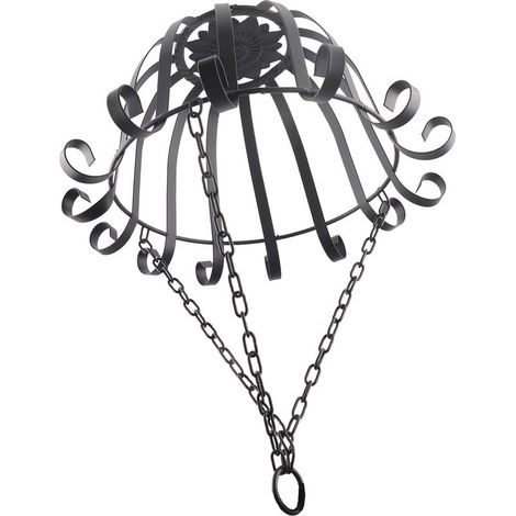 Poterie Panier mural en métal noir suspendu Pot de fleurs pour jardin intérieur/extérieur avec design flexible (1/5)