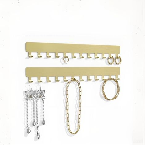 Présentoir à bijoux mural en deux sections - robuste et durable, idéal pour ranger colliers, bracelets et boucles d'oreilles en or (1/5)