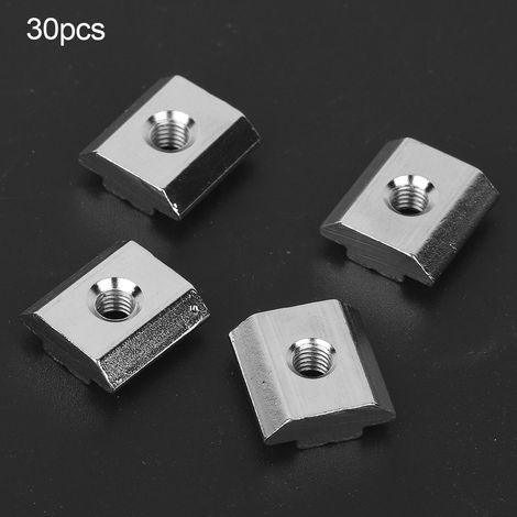 Jeu de 30 écrous à rainure en T, série 30, profil en aluminium, écrous en T coulissants filetés, fixations par bloc (M5) (1/5)