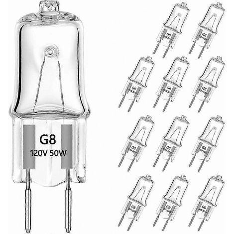 Lot de 12 ampoules G8 50W 120V pour micro-ondes, chauffe-bougies et autres appareils (1/5)