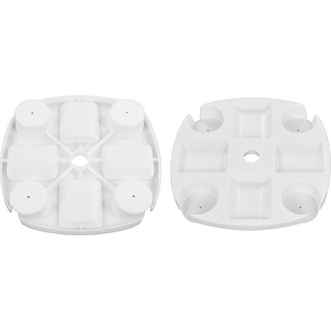 Plateau de table rond blanc avec 4 porte-gobelets pour boissons et collations. (1/5)