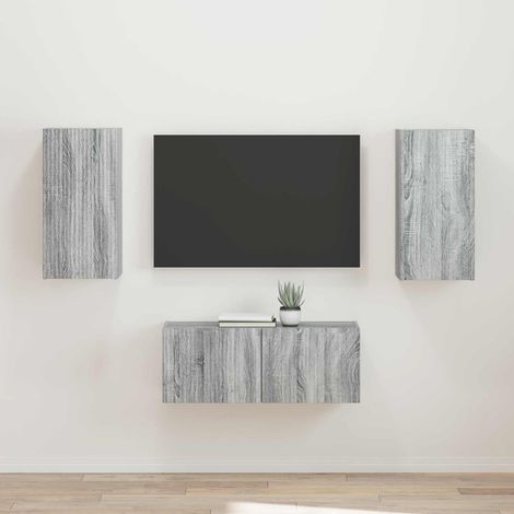 TV-Schrankset Wandmontiert 2 pcs Graues Sonoma Holzwerkstoff