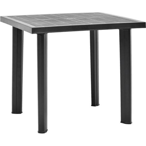 Table de jardin rectangulaire plastique anthracite Assoa 80cm (1/3)