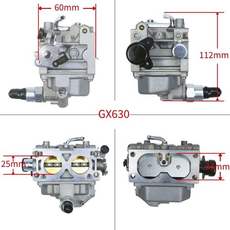 Le carburateur GX630 16100-Z9E-033 est compatible avec les moteurs bicylindres en V à quatre temps GX690 et GX690R. (1/4)